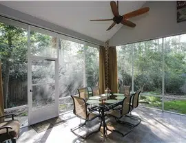 deck enclosure with ceiling fan