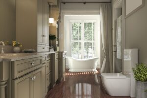 bathroom with wood floor